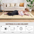 Japanese Floor Futon Mattress Twin Size, 25D High Density Support Foam, 4" Thicken Foldable Mattress Tatami Mat Sleeping Pad Suitable for Camping, Guest Room, Designed in Japan (Beige 39"x 80")