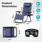 Homall Zero Gravity Chair Patio Folding Lawn Outdoor Lounge Gravity Camp Reclining Lounge Chair with Cup Holder Pillows for Poolside Backyard and Beach Set of 4 (Blue)