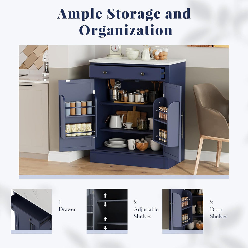 Merax Kitchen Pantry Storage Cabinet Freestanding Cupboard with Darwer, 2 Adj...