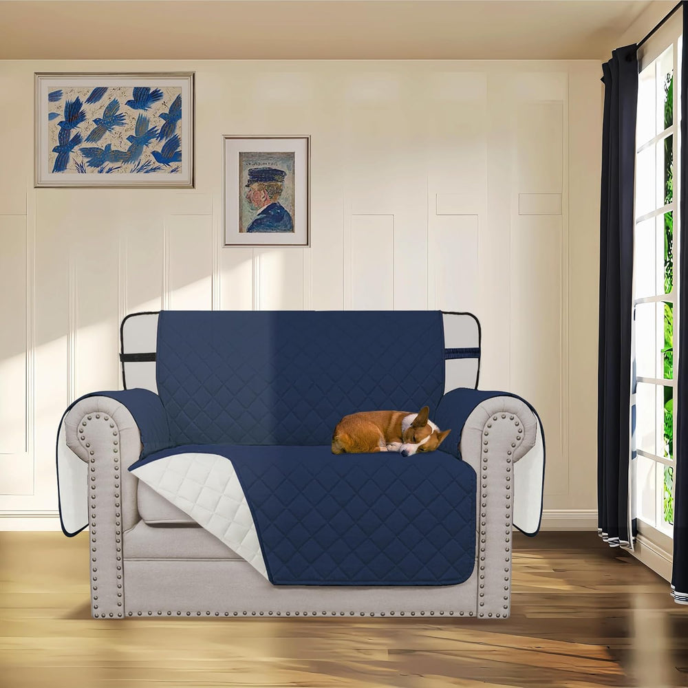 Easy-Going Reversible Couch Cover, Chair 30 in, Navy/Ivory