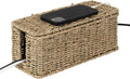 StorageWorks Cable Management Box, 2 Slots Wicker Cable Organizer to Hide Cords and Power Strip, Seagrass Cord Hider Box for Home & Office
