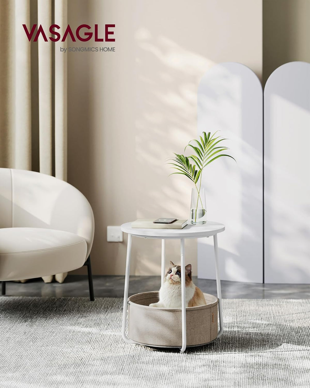 VASAGLE LILEA Collection - Small Round Side End Table, Modern Nightstand with...