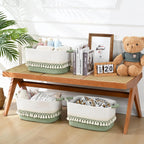 3 Pack Storage Basket for Shelves, Boho Cotton Rope Storage Bins with Heavy Tassel, Shelf Baskets Large Woven Baskets for Organizing, Cube Organizer Bins, Baby Laundry Basket for Clothes, Toys, Pets
