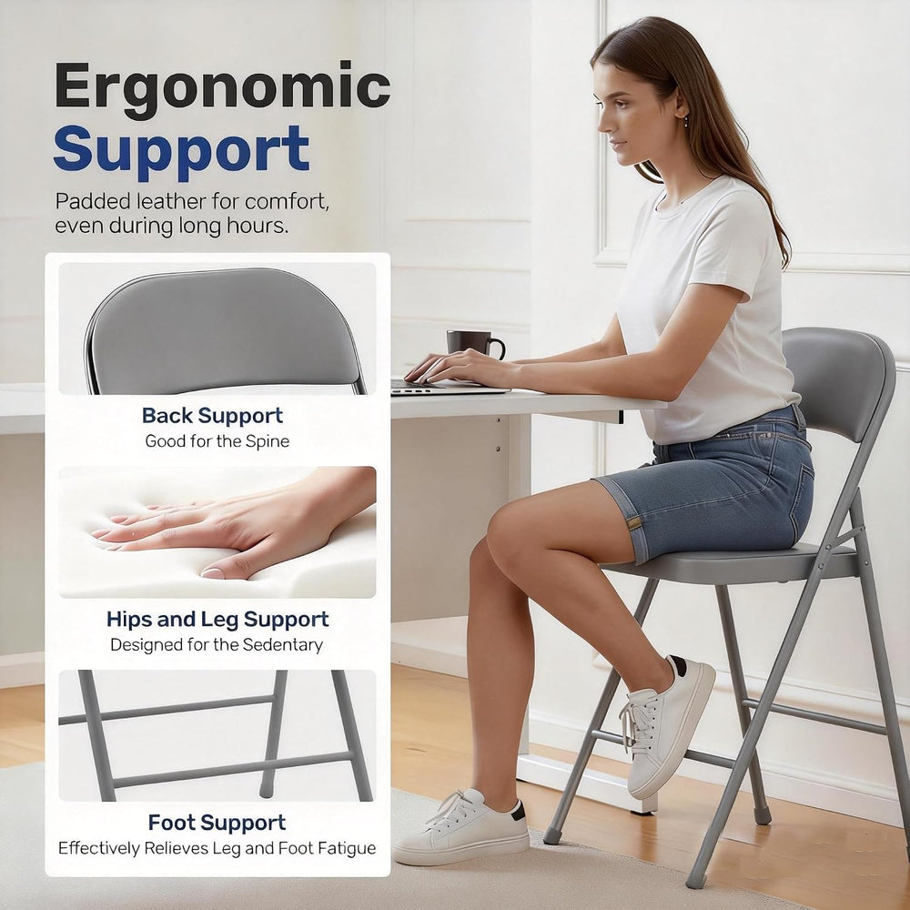 Simple Deluxe Dining Chairs Set of 4, Leather Cushion Foldable Modern Kitchen...