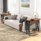 TooCust End Tables Living Room with Charging Station, 11.2" D x 24" W x 24" H, Flip Top Side Table with USB Ports and Outlets, Couch End Tables, Narrow End Table with 5.5" Deep Drawer