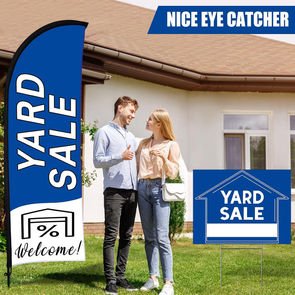 Buryeah Yard Sale Feather Flag Signs Set, 1 Pack 7ft Yard Sale Banner with Po...