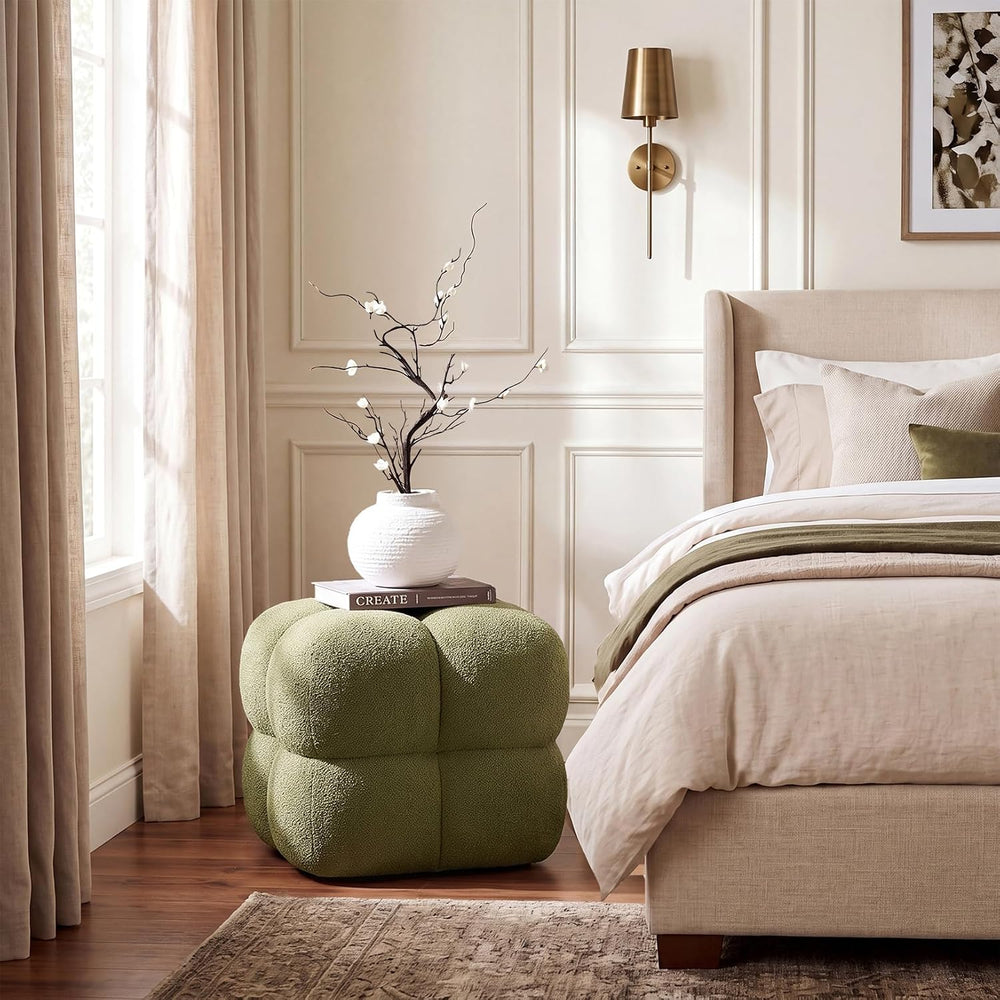 Zesthouse Square Pouf Ottomans Set of 2, Modern Vanity Chair for Bedroom | Bo...