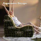 CAODOC Bean Bag Chair for Adults, Giant Oversized Fluffy Bean Bag for Fireside, Big Bean Bag Lounger Floor Chair for Home, Apartment, Gaming Venue, Dorm, Green