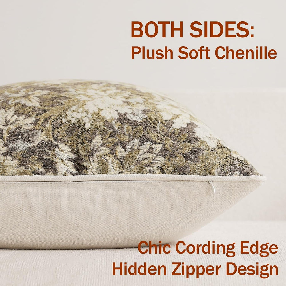 DEZENE Pack of 1 Vintage Floral Lumbar Pillow Covers 14x36 Boho Farmhouse Acc...