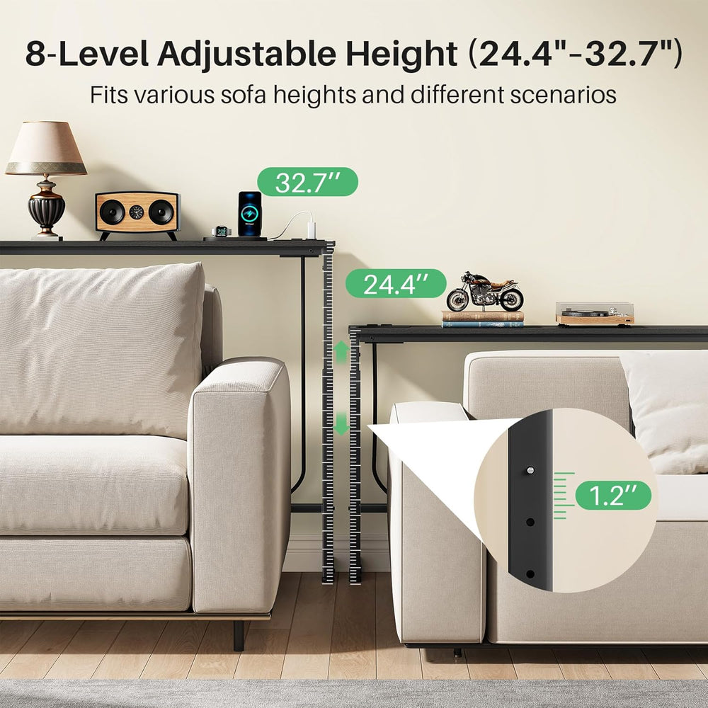 Kitstorack 2-Pack Black Console Table, 7.9" Deep Panel, Adjustable Heigh...