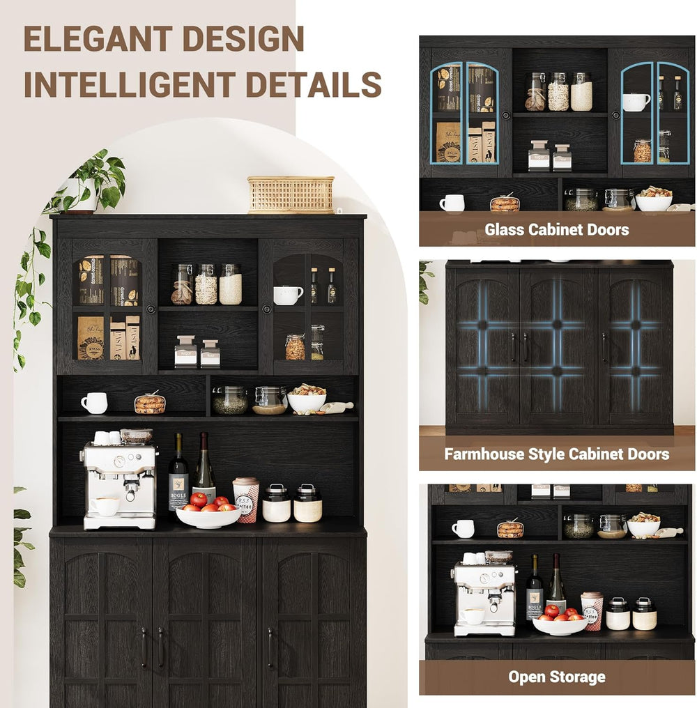 Spacious Storage & Modern Design Pantry Cabinet with Hutch – 70.9'...