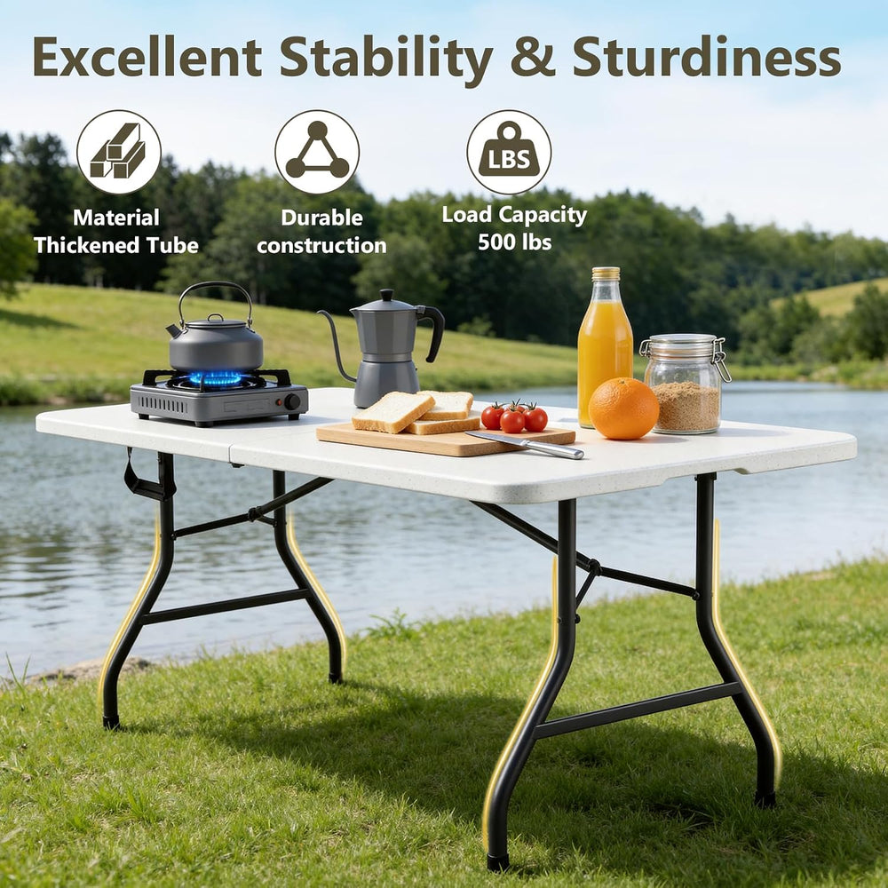Folding Table 2 Pack, 6 FT Foldable Plastic Table with Carrying Handle, Heavy...