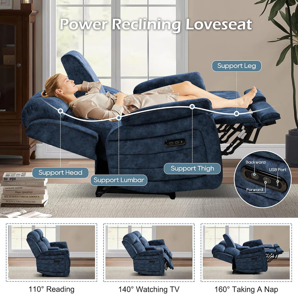 Power Zero Gravity Reclining Loveseat with Adjustable Headrest, Double Reclin...