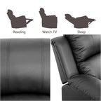 Oversized Recliner Chair, Leather Power Electric Recliners with Home Theater Seating, Single Recliner Sofa Breathable Living Room Chairs for Adults Reading Gaming, Black