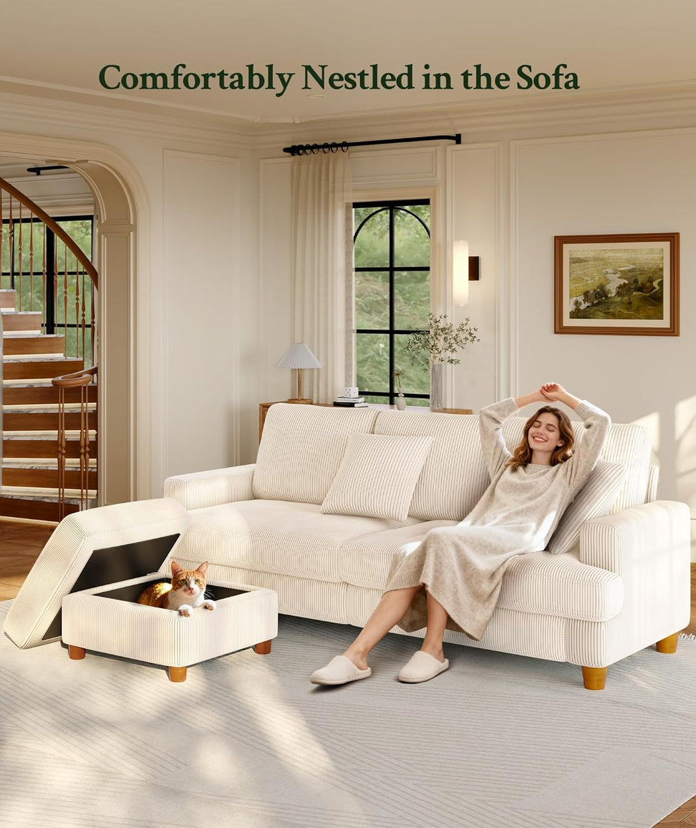 Welzona 87.2" Couches for Living Room, Comfy Beige Couch 7.5" Extra...