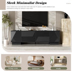 Merax 70.8 inch Modern TV Stand for TVs up to 75 Inches, Entertainment Center with Storage Cabinets & 4 Drawers, Minimalist Media Console with Metal Center Leg & Anti-Tip Device for Living Room, Black