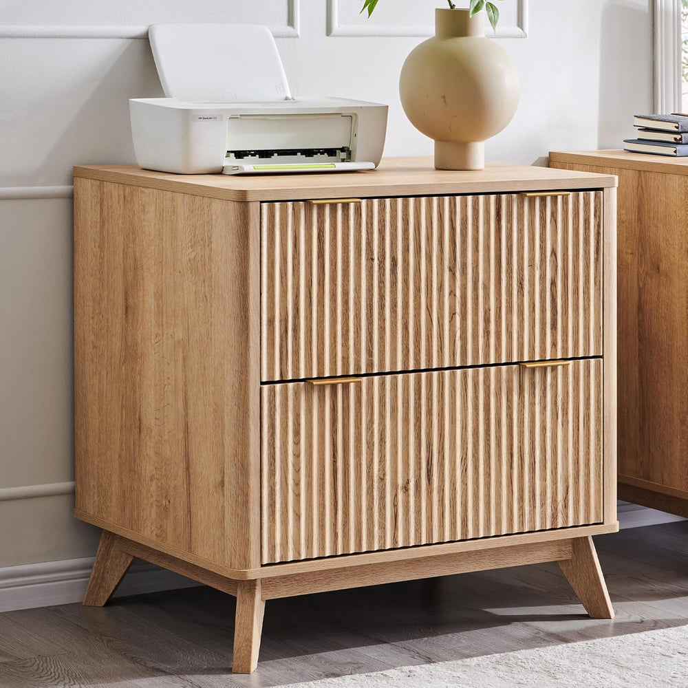 T4TREAM 31.8-Inch Fluted 2 Drawer Lateral File Cabinet, Natural Oak | Filing ...