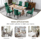 KCC Velvet Dining Chairs Set of 2, Upholstered High-end Tufted Dining Room Chair with Nailhead Back Ring Pull Trim Solid Wood Legs, Nikki Collection Modern Style for Kitchen, Green