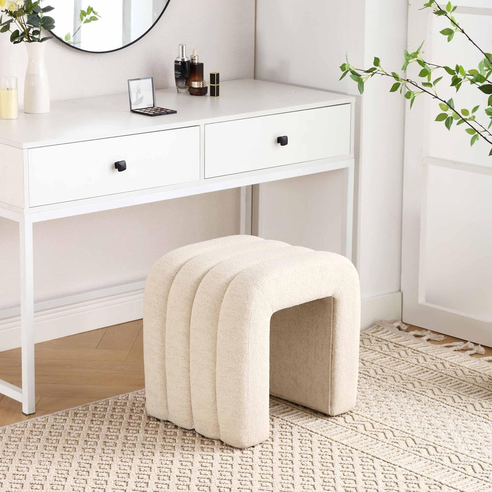 Flouki Ottoman Foot Stool with Channel Tufted, Small Ottoman Bench for Entryw...