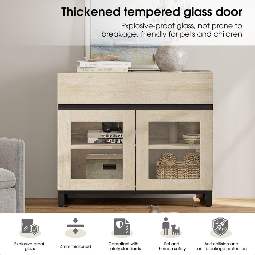 WAMPAT Sideboard Buffet Cabinets, Modern Credenza Sideboard with Adjustable S...