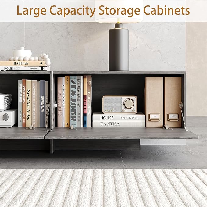 76.4'' Modern TV Stand for Living Room, Mid Century Modern TV Console,Entertainment Center with 3 Drawers, Large Storage Cabinet Table, Media Cabinet for Living Room, Bedroom, Grey