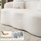 72” Curved Loveseat Sofa, Modern Teddy Boneless Couch with 2 Pillows for Small Spaces Living Room Bedroom, No Assembly Required (Cream White)