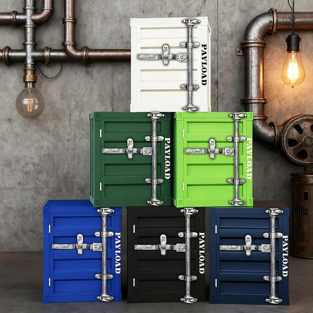 Metal Nightstand Industrial Storage Cabinet - Small Locking Container Side Ta...