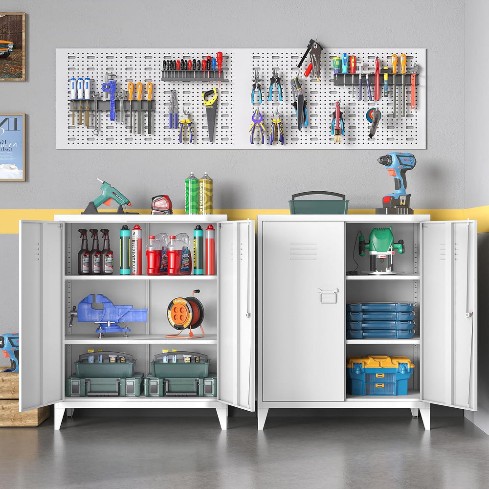 Metal Storage Cabinet,Home Office Cabinet with Doors and Adjustable Shelves,L...