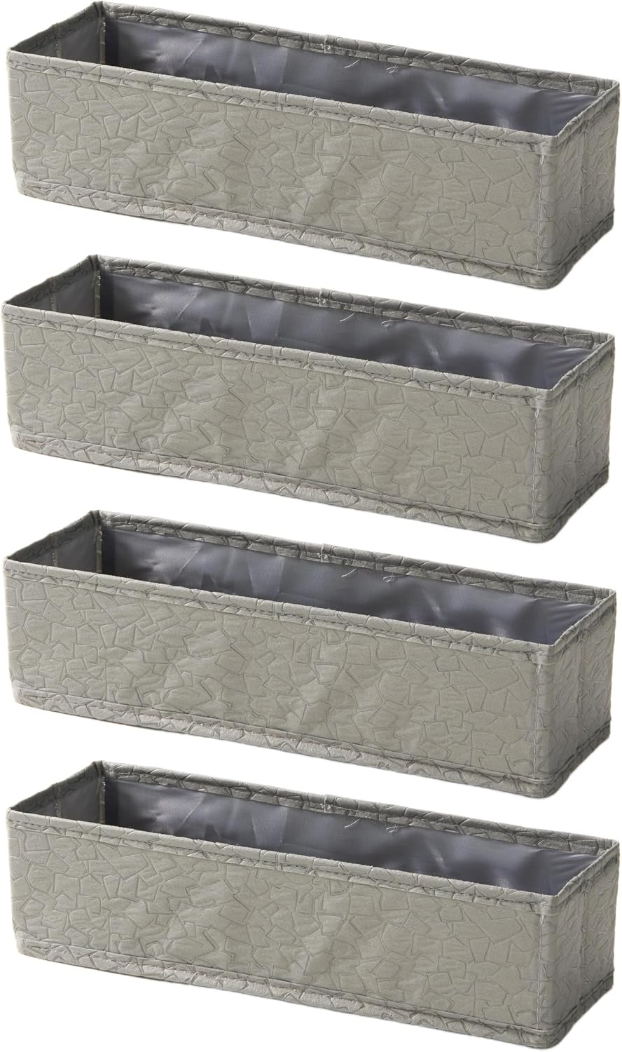 Slim Little Bins for Organizing Socks, Underwear and Bras in Drawers, Set of 4, 13x4x3, Gray