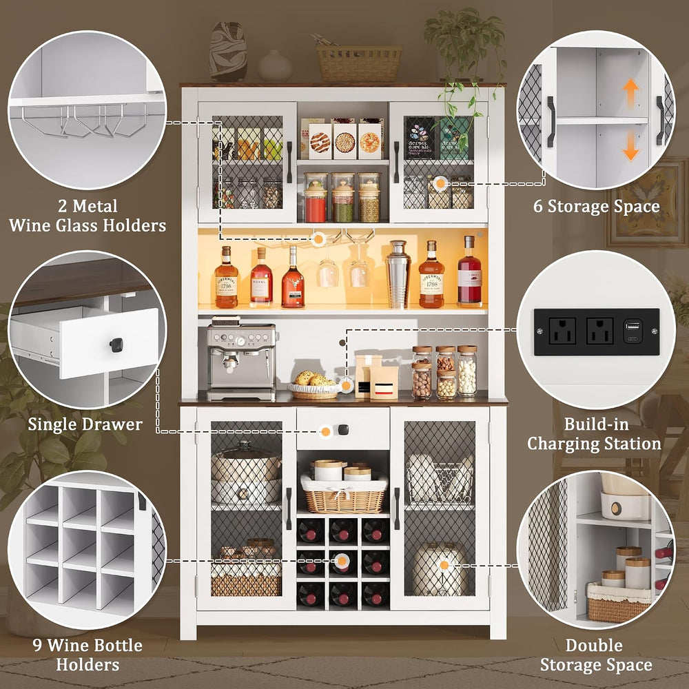 JIJIWANG 70.9" Kitchen Pantry Storage Rustic Buffet Cabinet,Kitchen Hutc...