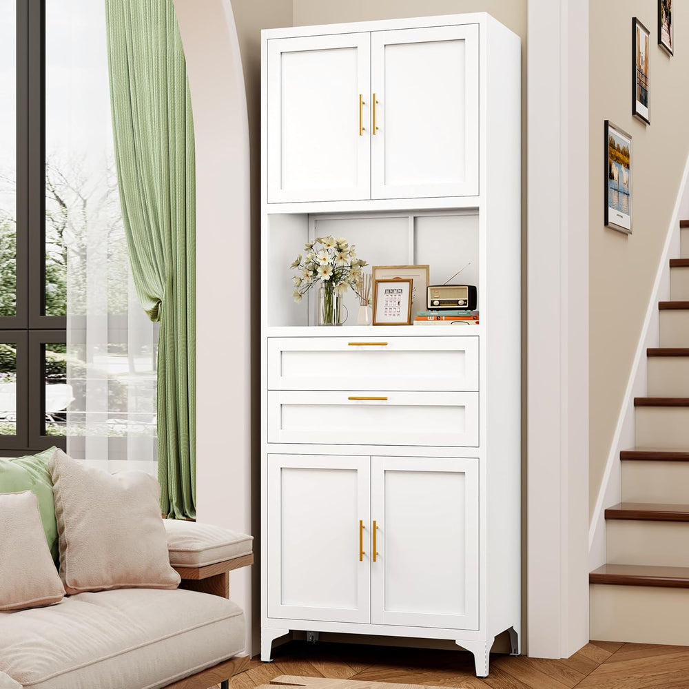 75" Tall Food Kitchen Pantry Cabinet,Tall Bathroom Storage Cabinet with ...