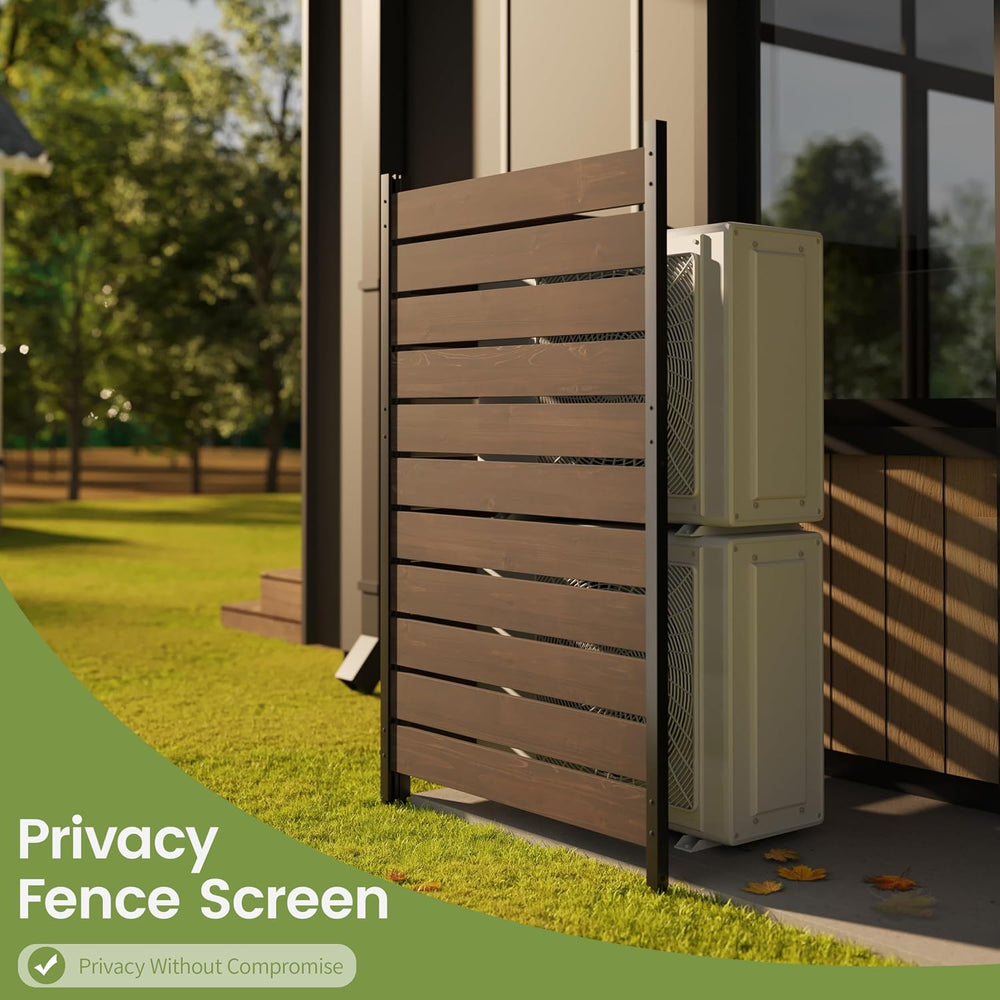 Wood Privacy Screen No Dig Outdoor Garden Fence (Dark Brown, 61 * 37.8 in)