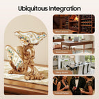 Wine Bottle Holder, Gold Wine Glass Holder Countertop with Flower Relief, Vintage Tabletop Rack Decor for Home Bar Restaurant Club Hotel