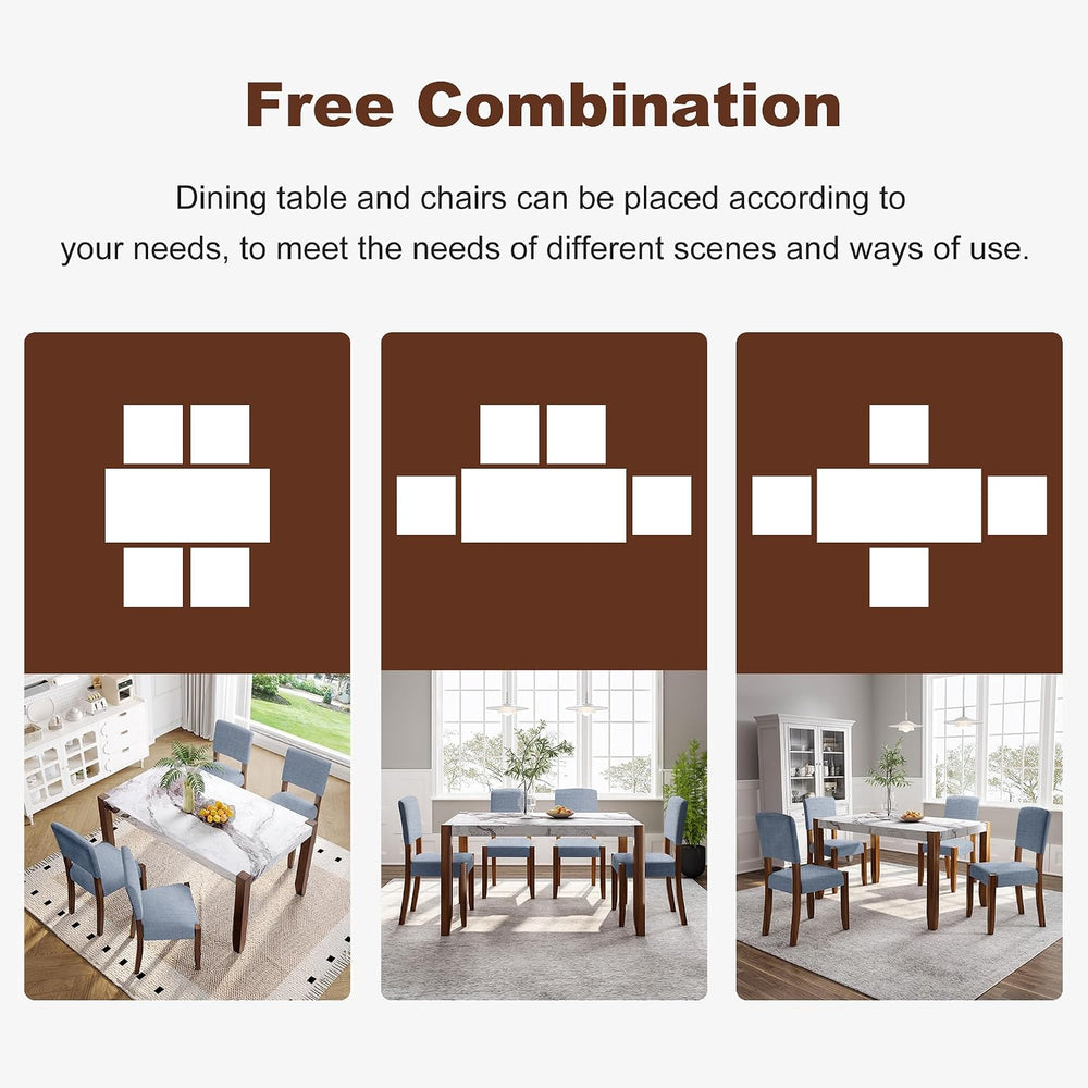 Merax Modern 5 Piece Dining Table Set for 4,Faux Marble Style Kitchen Table S...