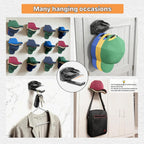 8 Packs Hat Organizer ，Holds 40 Hats with Built-in Spring Clips & Hook for Baseball Caps - Wall Mount Closet Hat Rack Holder, Storage for Door/Closet Hat Hanger (Strong Adhesive & Screws)