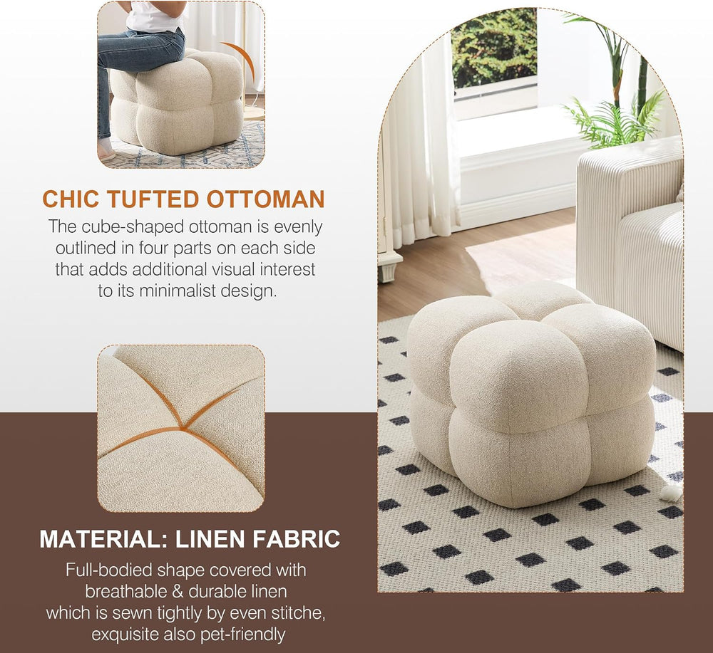 Zesthouse Square Pouf Ottoman Footstool, Modern Vanity Chair for Bedroom | Li...