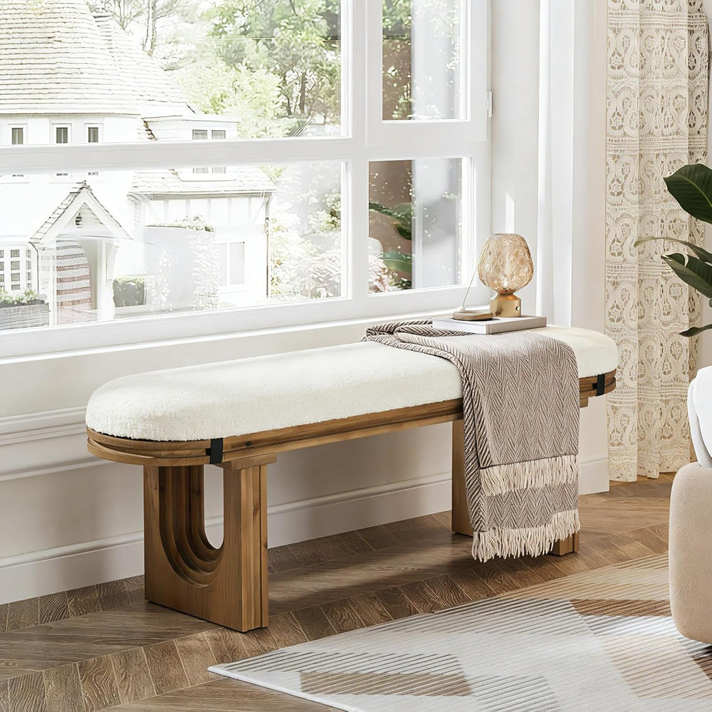 LITTLE TREE Solid Wood Bench, 47.24" End of Bed Bench, Entryway Bench wi...