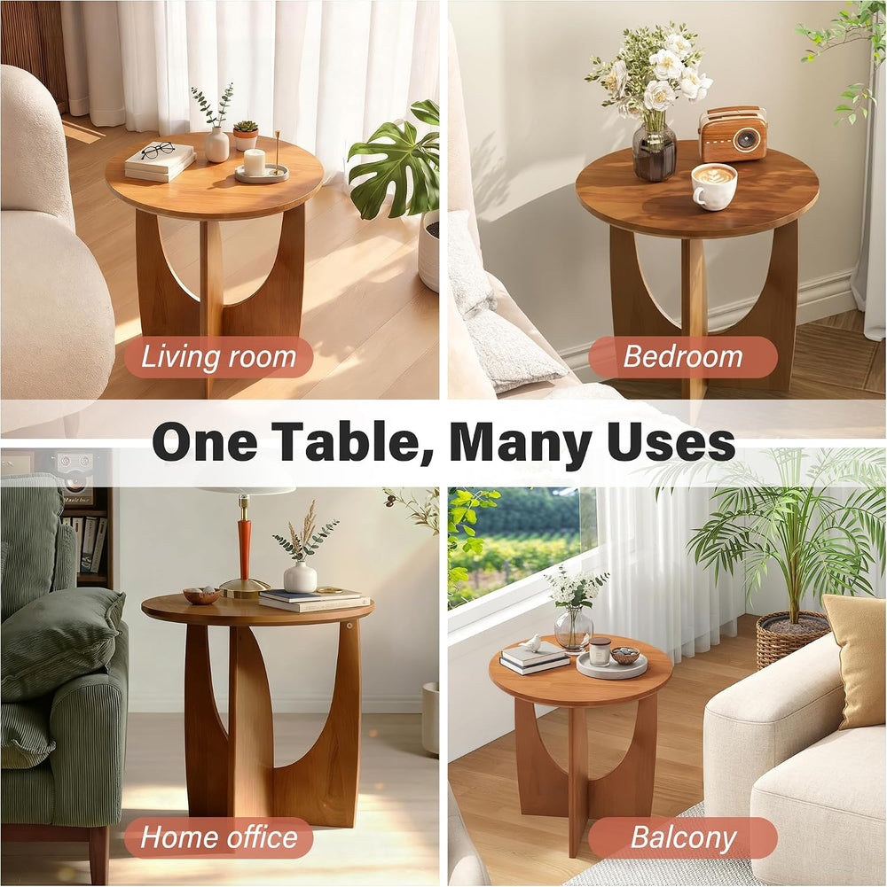 Round End Side Table - 19.7" Unique Tall Round Side Tables Living Room, ...