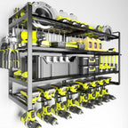KAFAHOM Power Tool Organizer-8 Drill Holder Wall Mount,4 Layer Heavy Duty Metal Power Tool Storage Rack,Garage Tool Organizer and Storage with Screwdriver Holder/Plier Holder/Hammer Holder