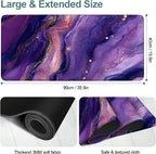 Purple Gaming Mouse Pad 35.4"x15.7"Desk Mat Anti-Slip Rubber Base & Durable Stitched Edges for Gamers Smooth Mouse Writing Surface for Desk Office/Home