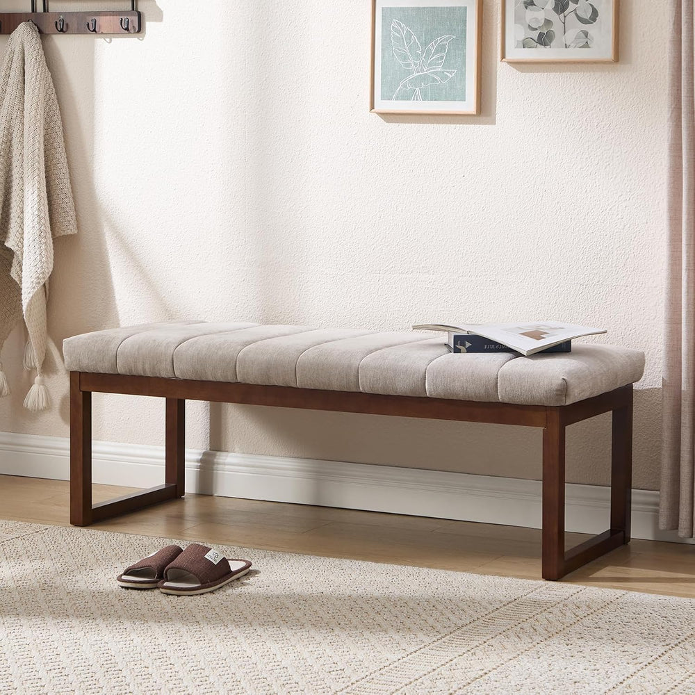 Bedroom Bench for End of Bed, 53.2" Modern Upholstered Chenille Fabric E...