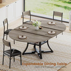 Itaar Round Extendable Dining Table Set for 4-6 People, 5-Piece Kitchen Table Set with 4 Cushion Chairs, Dining Room Table for 6 with MDF Board & Metal Frame for Small Space, Easy Clean, Grey