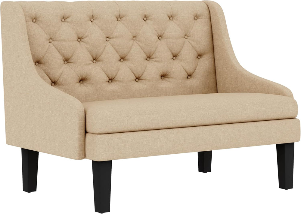 Settee Bench with Back Small Loveseat for Banquette Dining Room Living Room E...