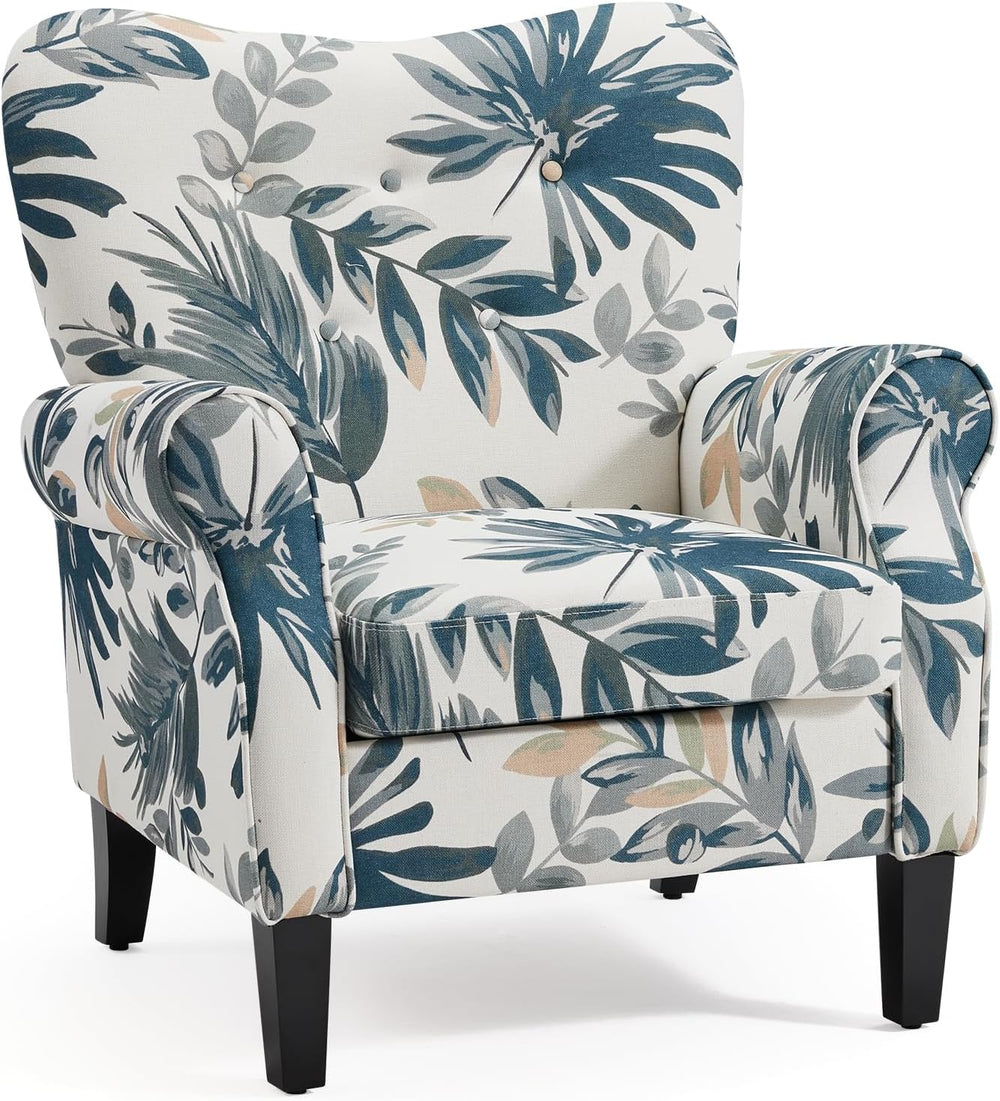 YOLENY Modern Accent Chair,High Back Armchair,Upholstered Fabric Button Singl...