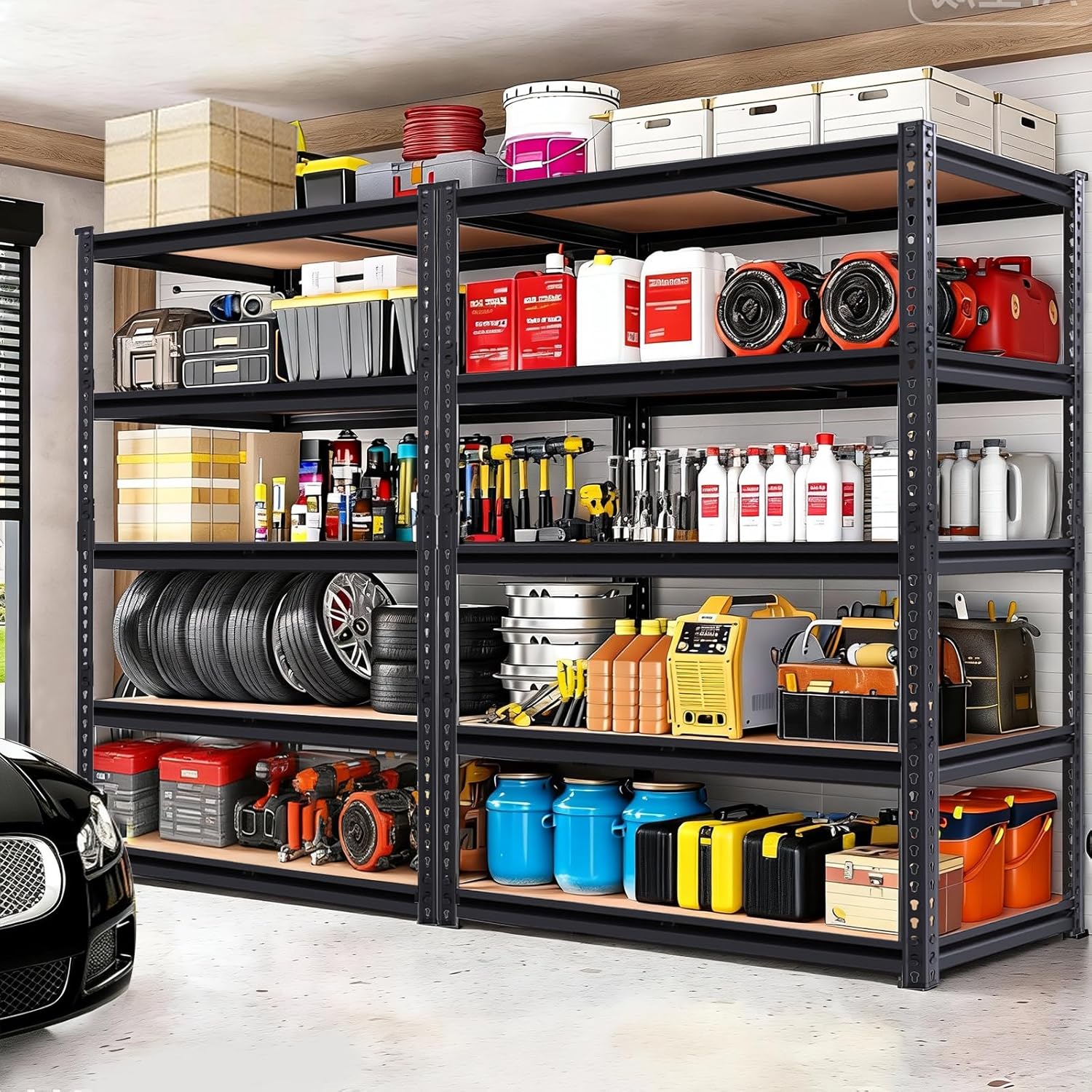 72" H Storage Shelves,Storage Shelves Heavy Duty,2400LBS Metal Shelving Units,Adjustable Garage Shelving Heavy Duty for Garage Storage,Warehouse,16"x35.5"x72
