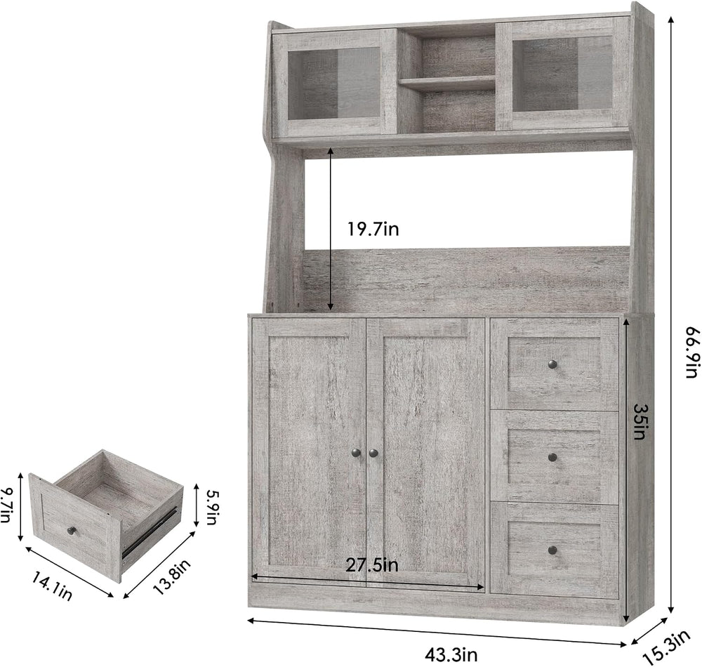 Kitchen Pantry Cabinet with Storage, Buffet Cabinet with Countertop for Micro...