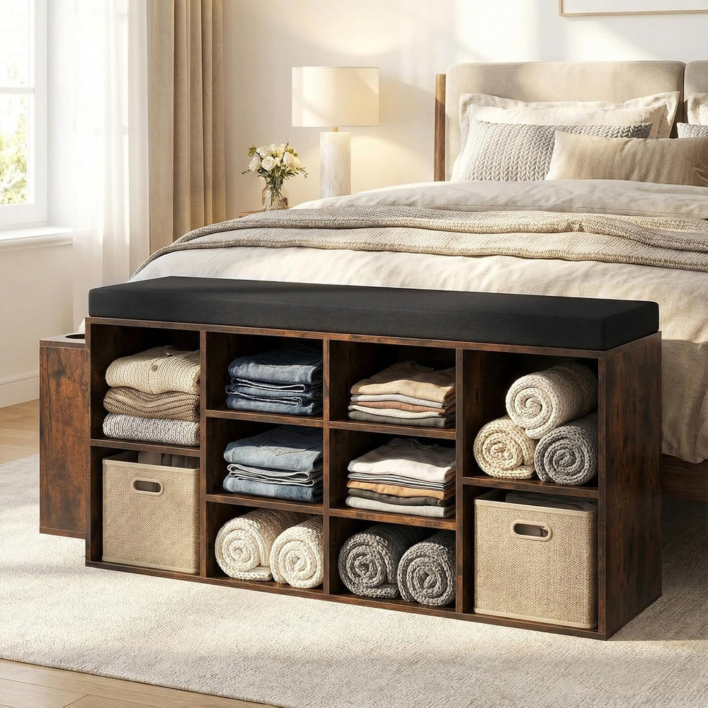 Tangkula Shoe Storage Bench with Umbrella Holder, 40" Shoe Organizer wit...