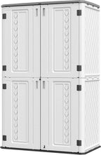 HOMSPARK Storage Shed Weather Resistance, Multi-Purpose Outdoor Storage Cabinet Waterproof, Outdoor Storage Cabinet for Garbage Cans, Lawnmower, Garden Accessories (Off White, Tall shed-53 cu ft)