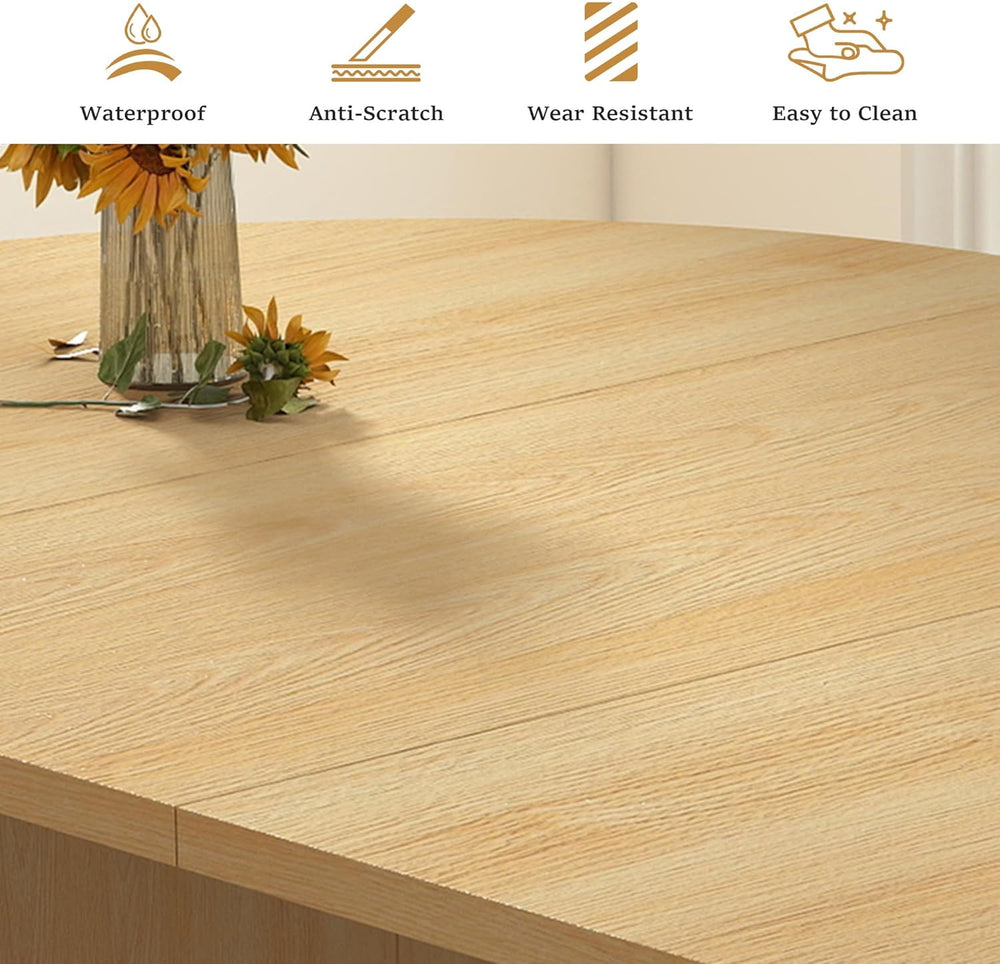 Extendable Dining Table 41–78 Inch, Round to Oval Expandable Kitchen Table fo...