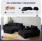 MAXYOYO Sectional Sofa Couch and Chaise Lounge, L Shaped Modern Cloud Couch with Ottoman, Comfy Sofa with Layered Cushion, Tufted Upholstered Sleeper Chair for Living Room, No Assembly Required